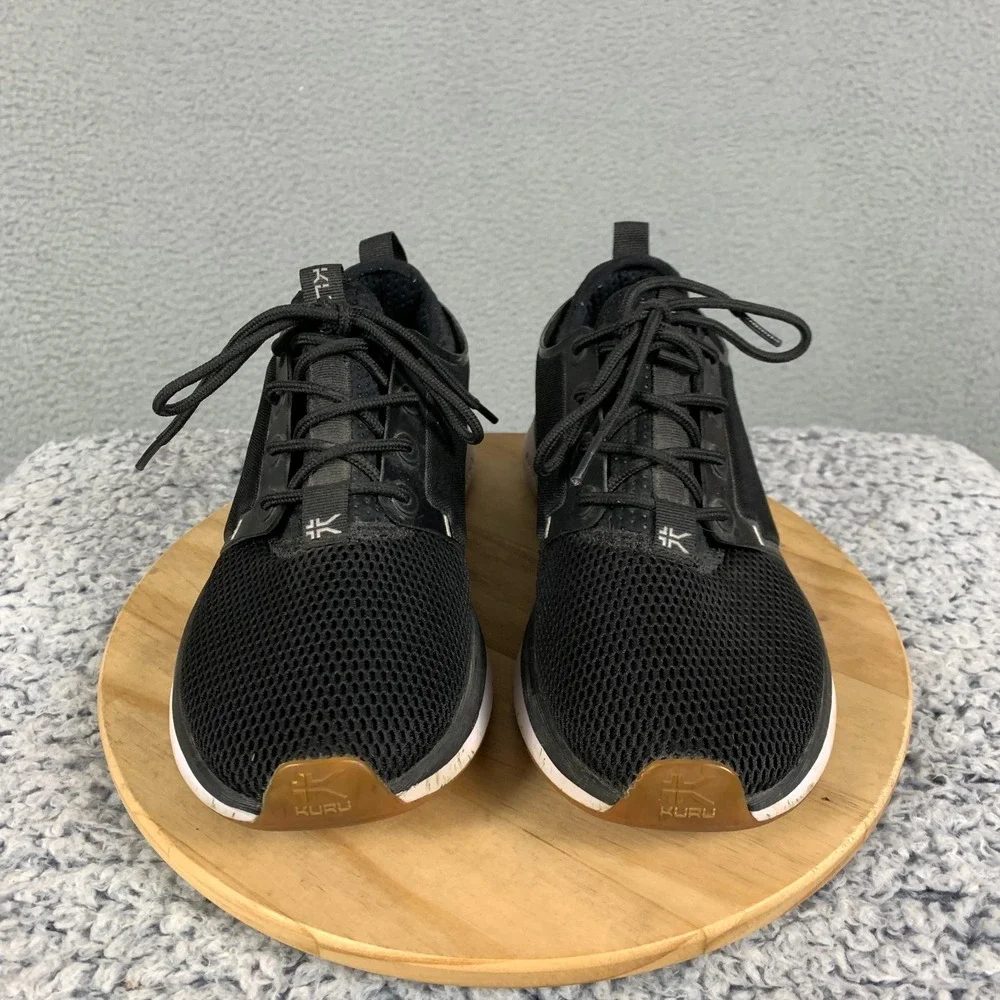 Kuru Atom Sneakers Women's 8 Black/White/Gum Mesh Athletic Running Walking Shoes